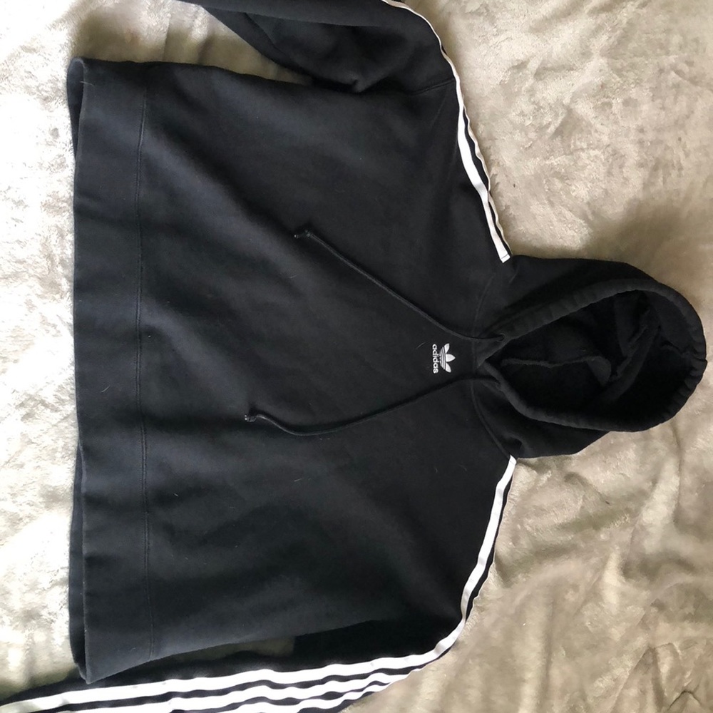 Black and white adidas crop top hoodie